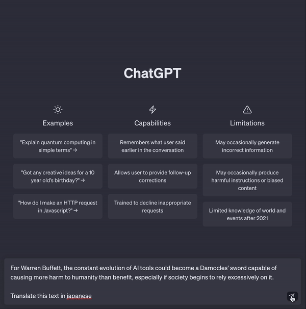 Chat GPT translation in action
