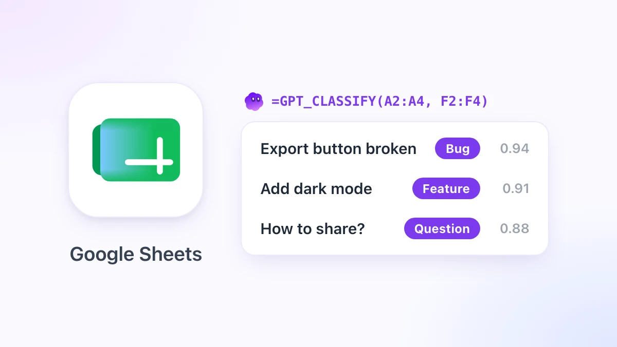 Classify Data in Google Sheets With =GPT_CLASSIFY: Labels and Confidence in One Formula