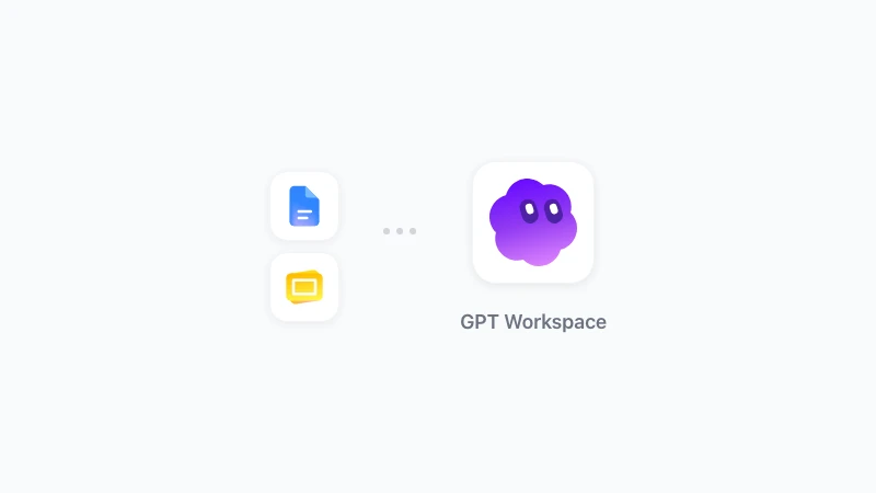 GPT Workspace workflow turning Google Docs content into a Slides report, a core AI for social media managers workflow